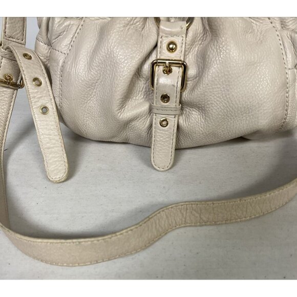 Michael Kors Cream Leather Drawstring Shoulder Bag With Gold Accents - Picture 7 of 14